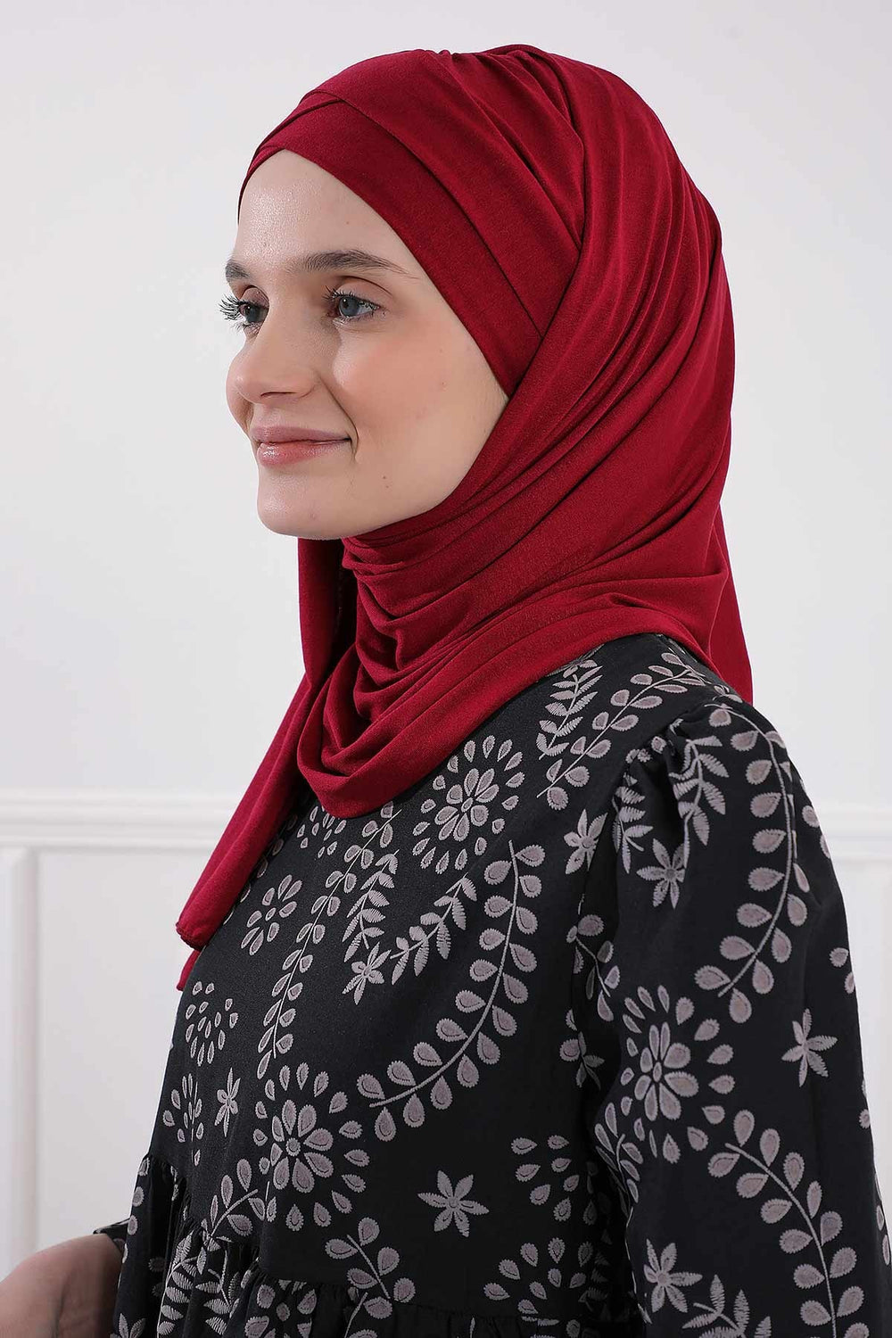 Effortless Instant Cotton Shawl for Women, Instant Cotton Lightweight Hijab Headscarf, Comfortable and Large Women Hijab Shawl,CPS-44 Maroon