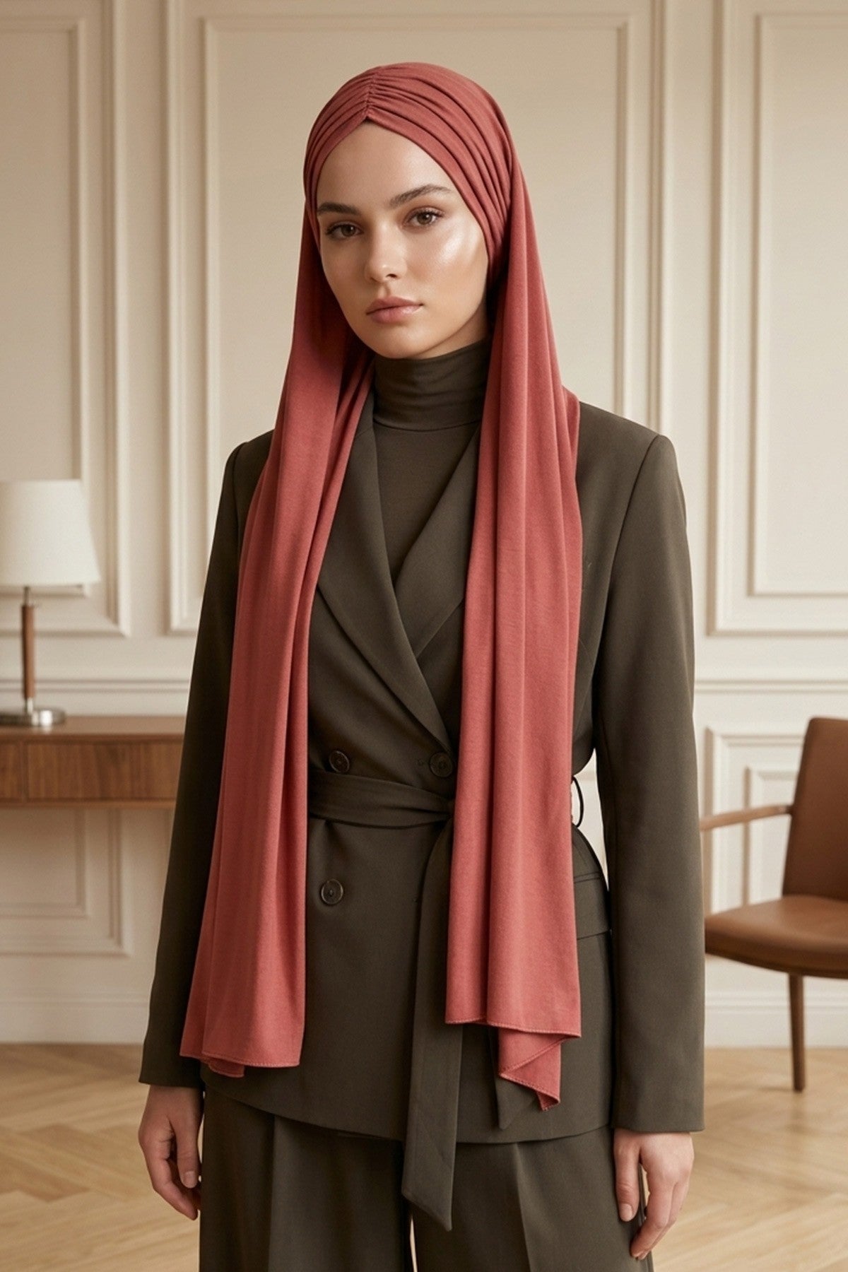 Effortless Instant Cotton Shawl for Women, Instant Cotton Lightweight Hijab Headscarf, Comfortable and Large Women Hijab Shawl,CPS-44 Cinnamon