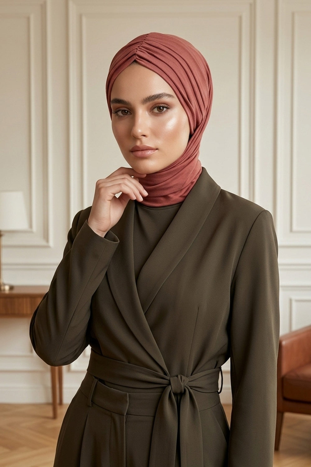 Effortless Instant Cotton Shawl for Women, Instant Cotton Lightweight Hijab Headscarf, Comfortable and Large Women Hijab Shawl,CPS-44 Cinnamon