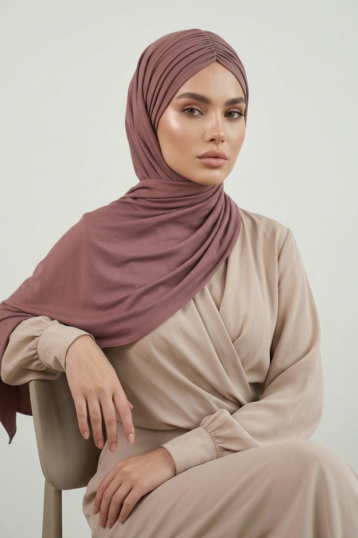 Effortless Instant Cotton Shawl for Women, Instant Cotton Lightweight Hijab Headscarf, Comfortable and Large Women Hijab Shawl,CPS-44 Dusty Rose