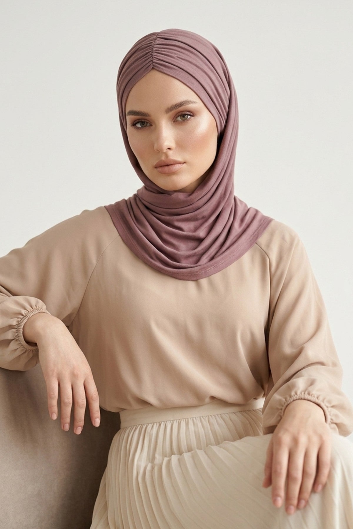 Effortless Instant Cotton Shawl for Women, Instant Cotton Lightweight Hijab Headscarf, Comfortable and Large Women Hijab Shawl,CPS-44 Dusty Rose