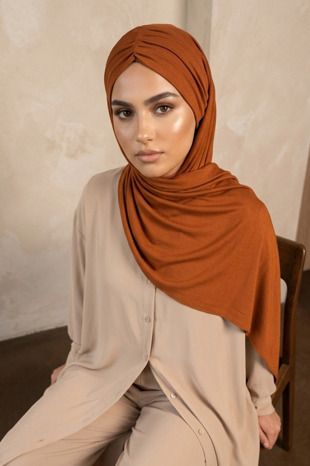Effortless Instant Cotton Shawl for Women, Instant Cotton Lightweight Hijab Headscarf, Comfortable and Large Women Hijab Shawl,CPS-44 Tile Red