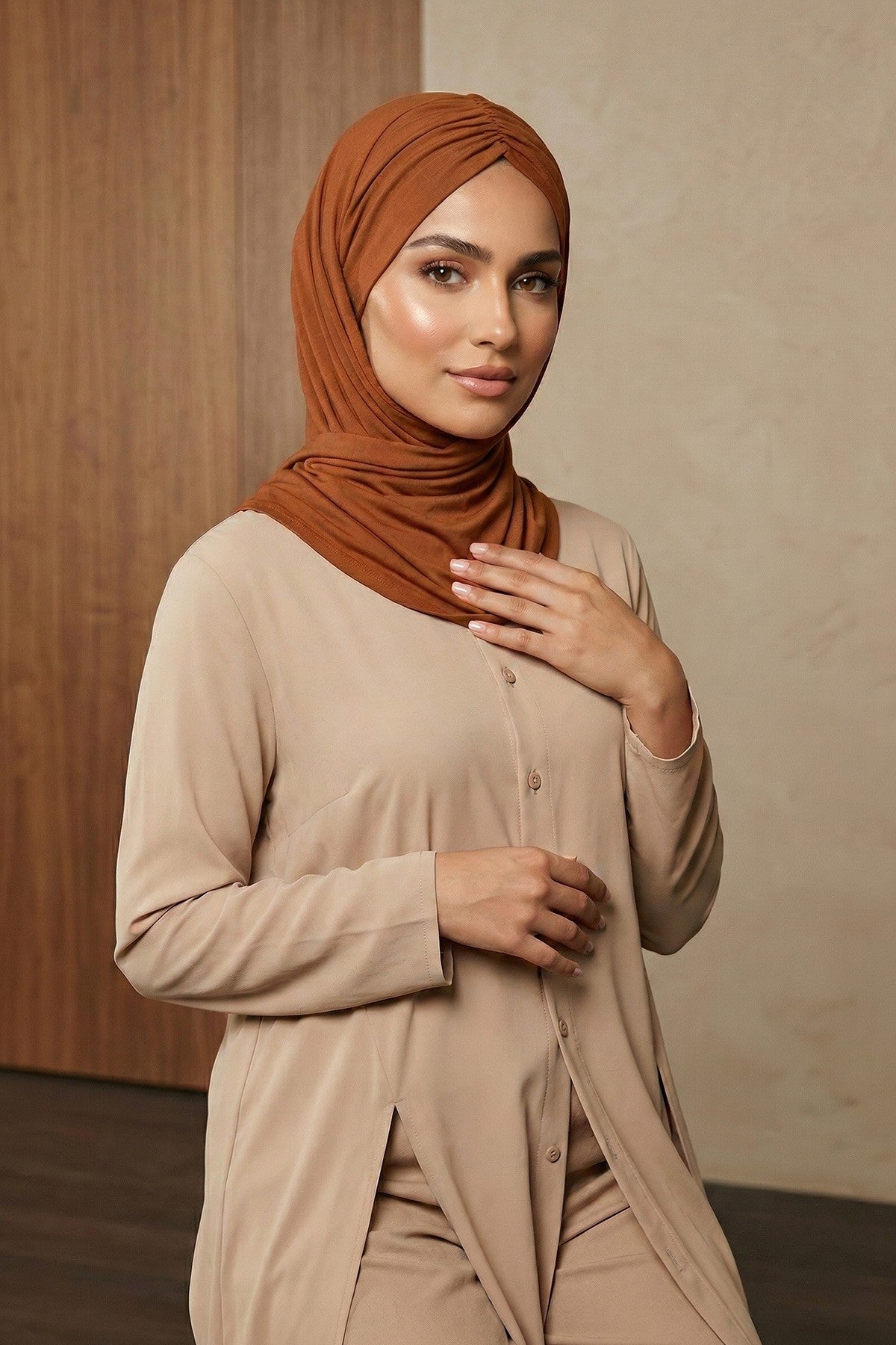 Effortless Instant Cotton Shawl for Women, Instant Cotton Lightweight Hijab Headscarf, Comfortable and Large Women Hijab Shawl,CPS-44 Tile Red