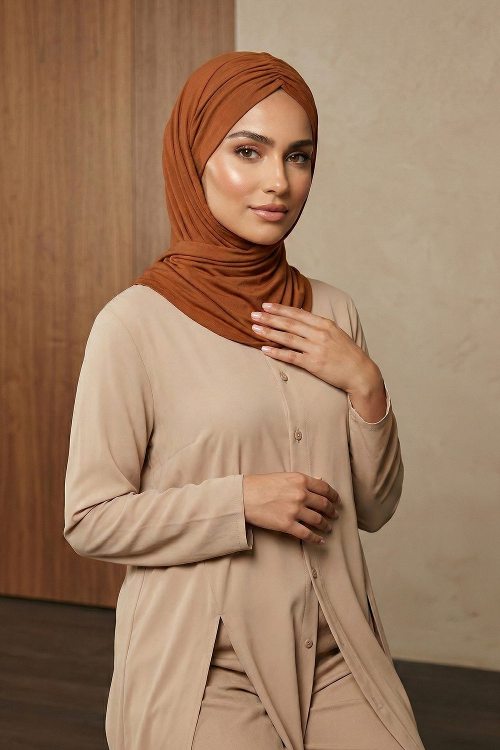Effortless Instant Cotton Shawl for Women, Instant Cotton Lightweight Hijab Headscarf, Comfortable and Large Women Hijab Shawl,CPS-44 Tile Red