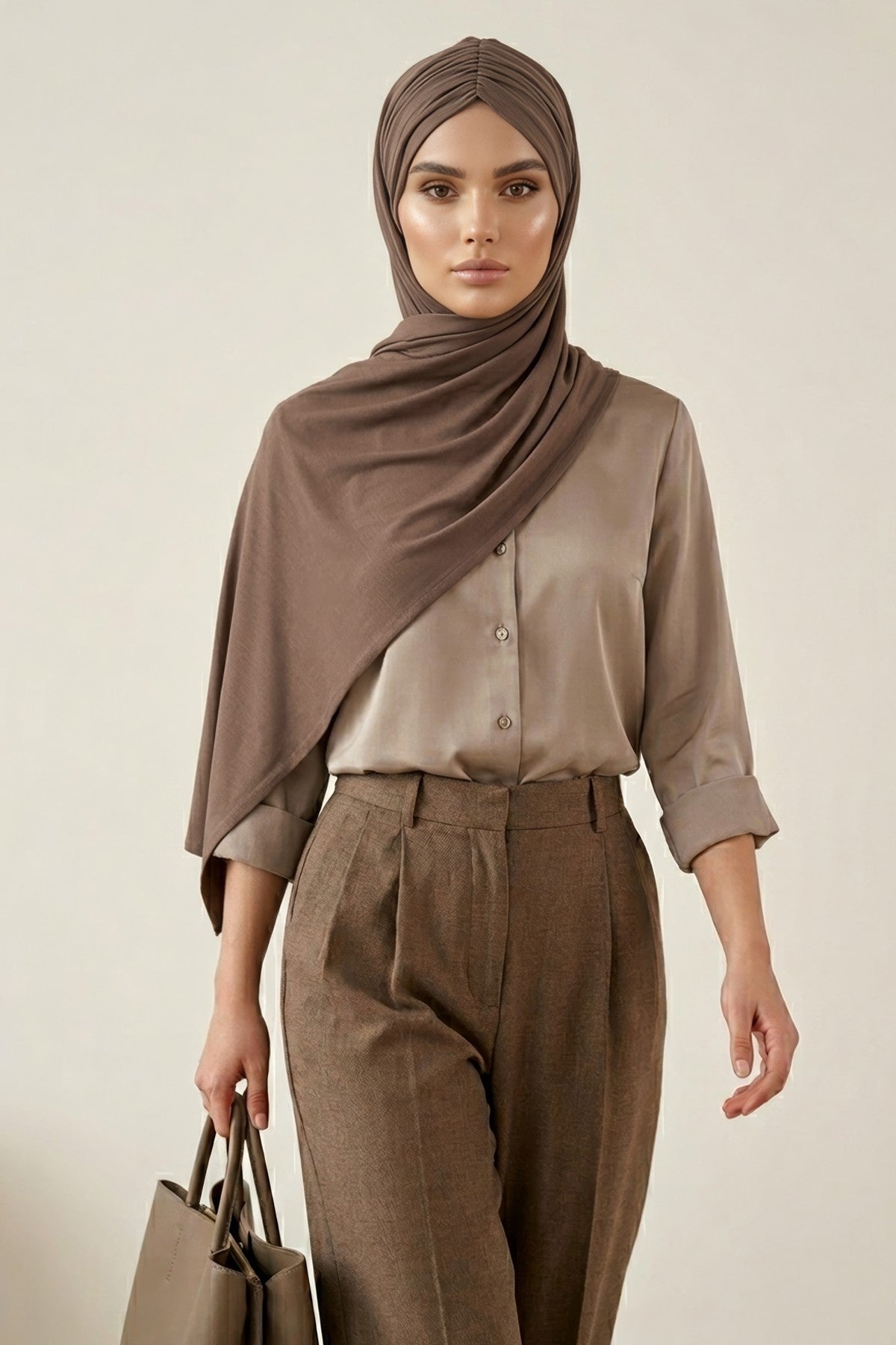 Effortless Instant Cotton Shawl for Women, Instant Cotton Lightweight Hijab Headscarf, Comfortable and Large Women Hijab Shawl,CPS-44 Chocolate