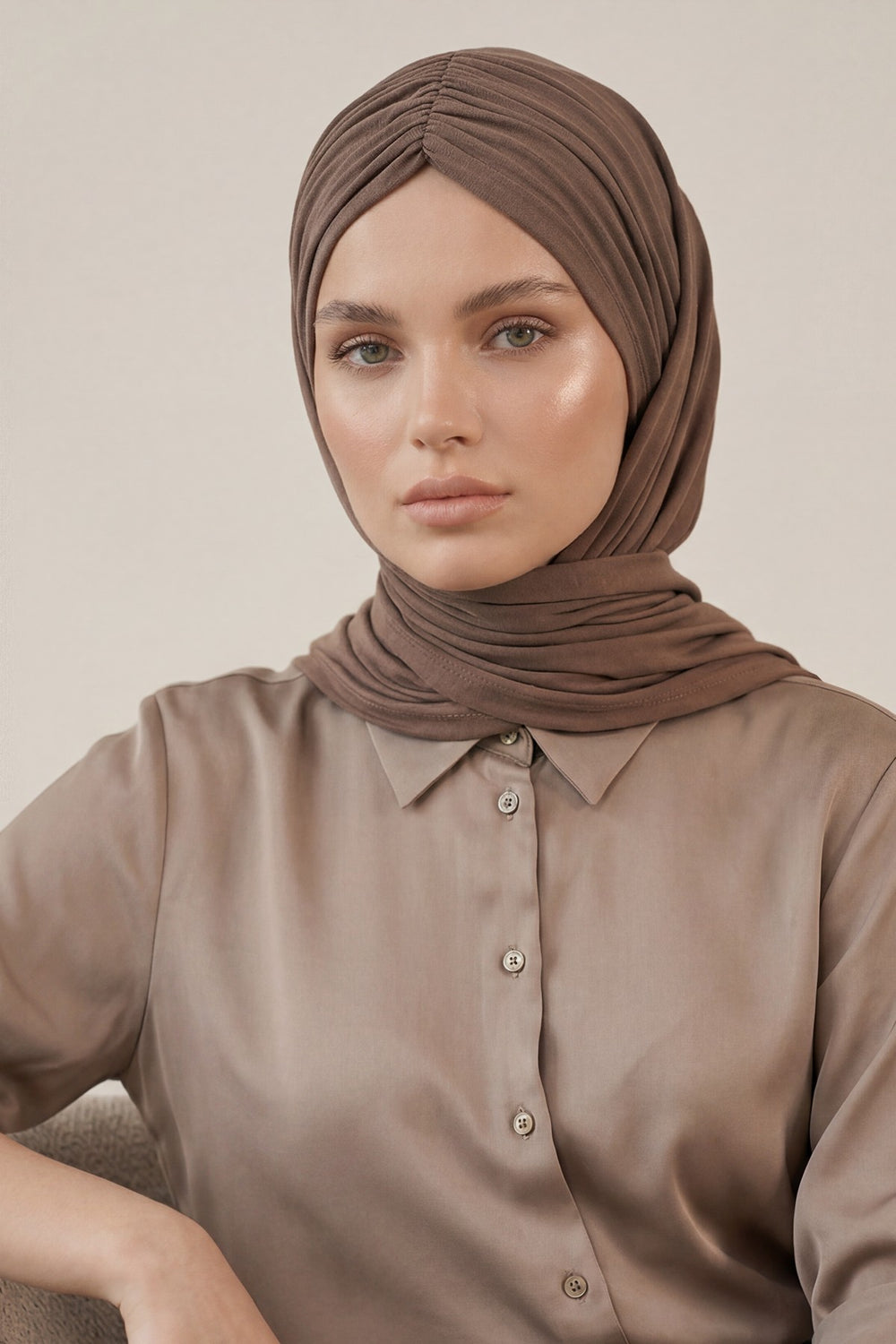 Effortless Instant Cotton Shawl for Women, Instant Cotton Lightweight Hijab Headscarf, Comfortable and Large Women Hijab Shawl,CPS-44 Chocolate