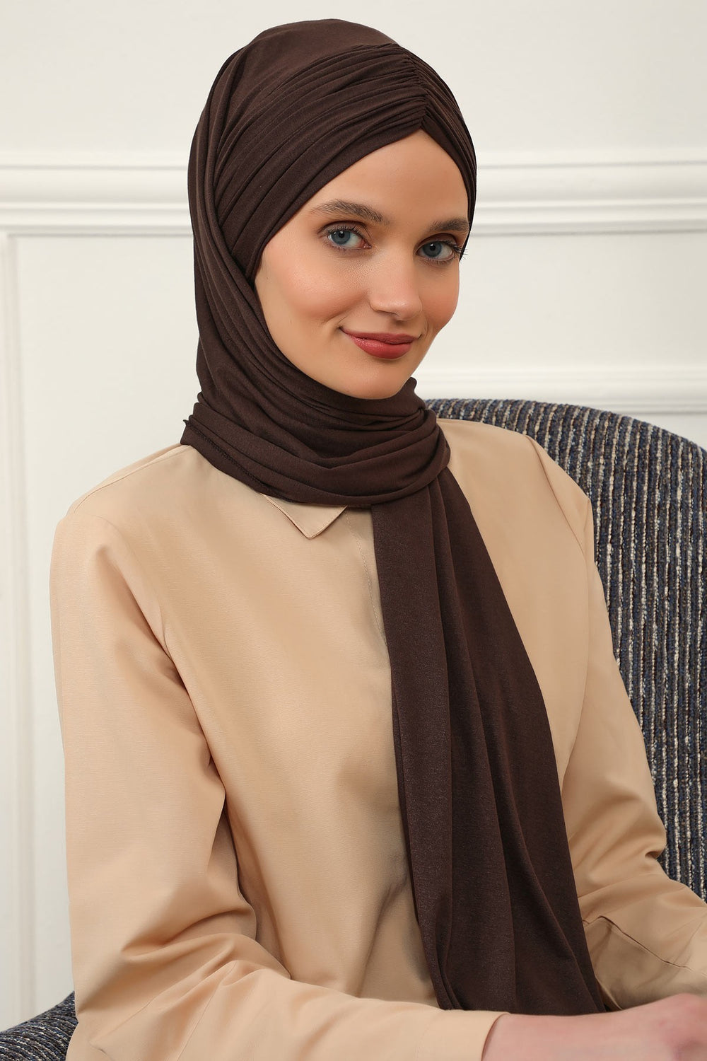 Effortless Instant Cotton Shawl for Women, Instant Cotton Lightweight Hijab Headscarf, Comfortable and Large Women Hijab Shawl,CPS-44 Brown
