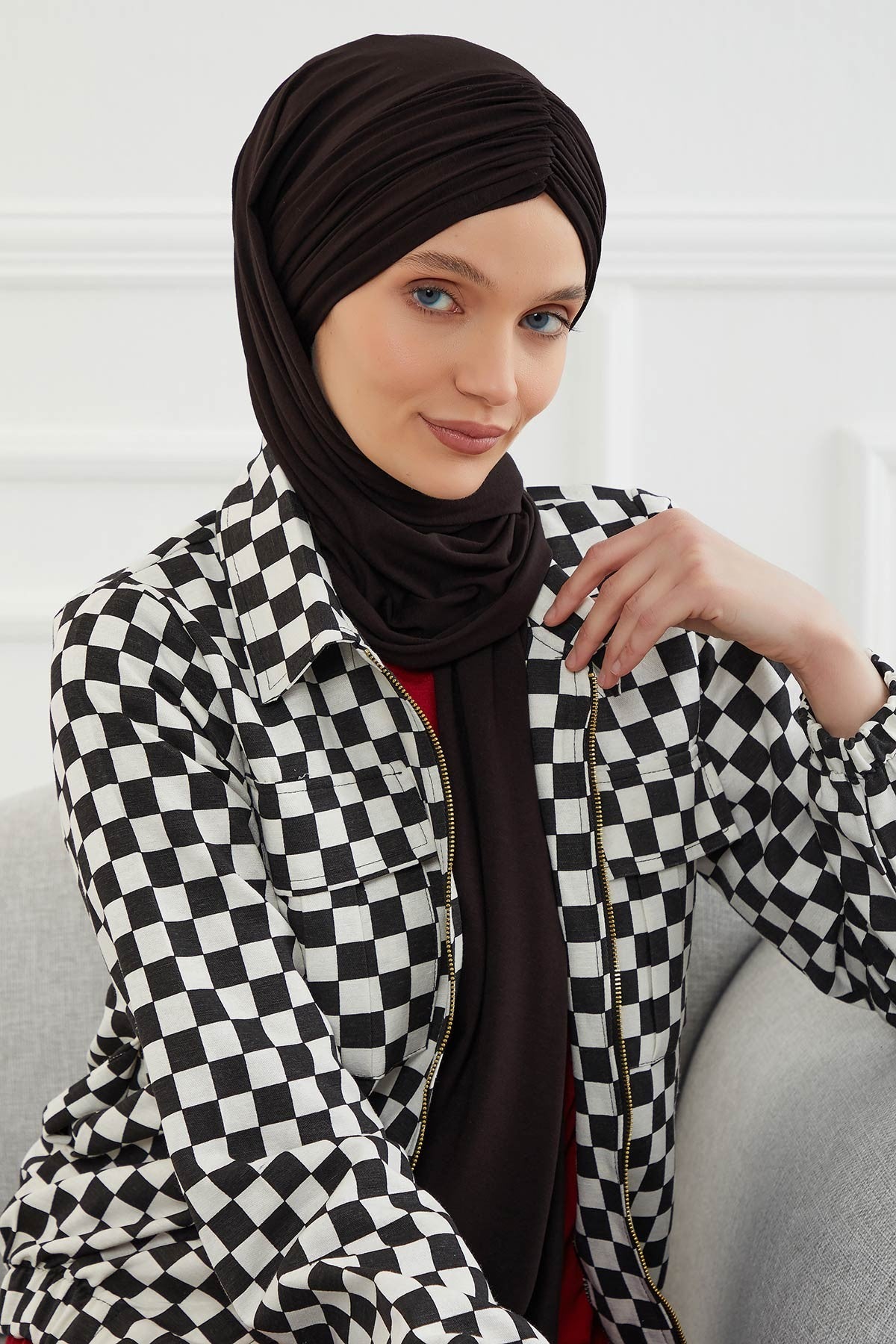 Effortless Instant Cotton Shawl for Women, Instant Cotton Lightweight Hijab Headscarf, Comfortable and Large Women Hijab Shawl,CPS-44 Black