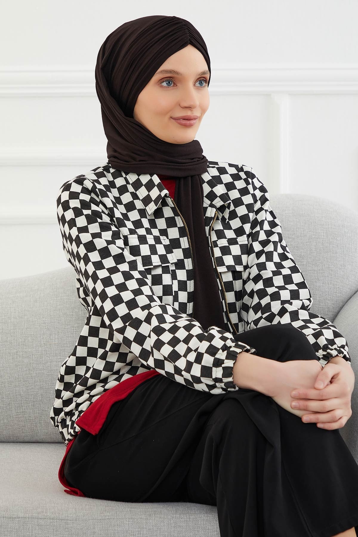 Effortless Instant Cotton Shawl for Women, Instant Cotton Lightweight Hijab Headscarf, Comfortable and Large Women Hijab Shawl,CPS-44 Black
