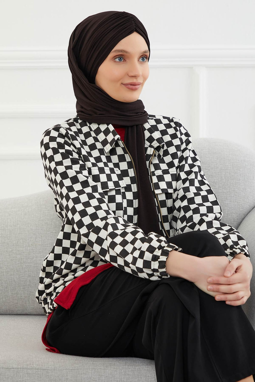 Effortless Instant Cotton Shawl for Women, Instant Cotton Lightweight Hijab Headscarf, Comfortable and Large Women Hijab Shawl,CPS-44 Black