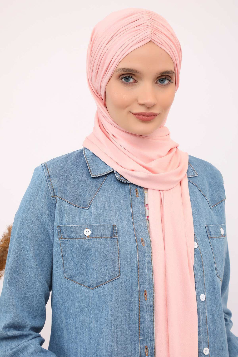Effortless Instant Cotton Shawl for Women, Instant Cotton Lightweight Hijab Headscarf, Comfortable and Large Women Hijab Shawl,CPS-44 Powder