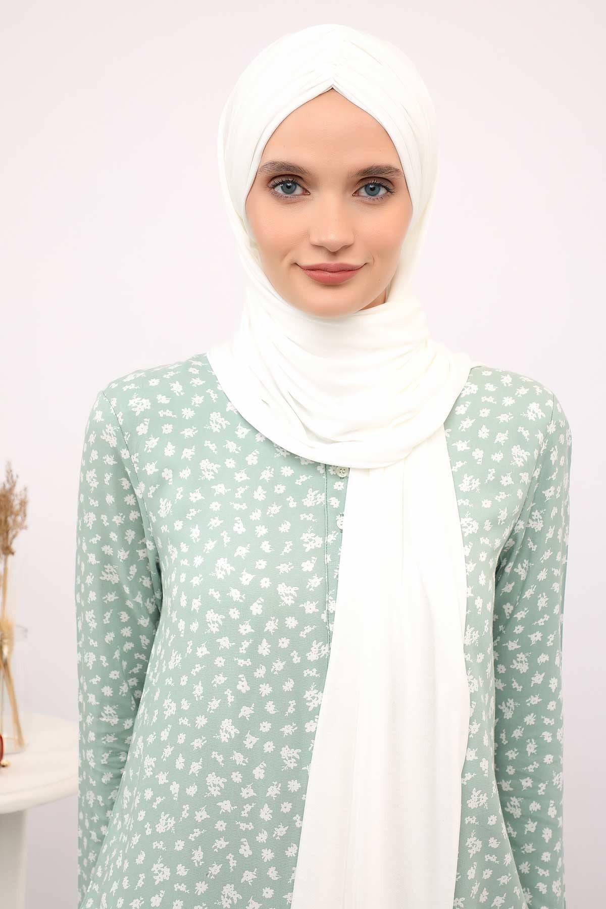 Effortless Instant Cotton Shawl for Women, Instant Cotton Lightweight Hijab Headscarf, Comfortable and Large Women Hijab Shawl,CPS-44 Ivory