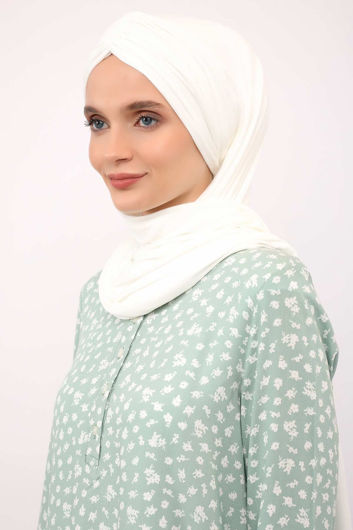Effortless Instant Cotton Shawl for Women, Instant Cotton Lightweight Hijab Headscarf, Comfortable and Large Women Hijab Shawl,CPS-44 Ivory