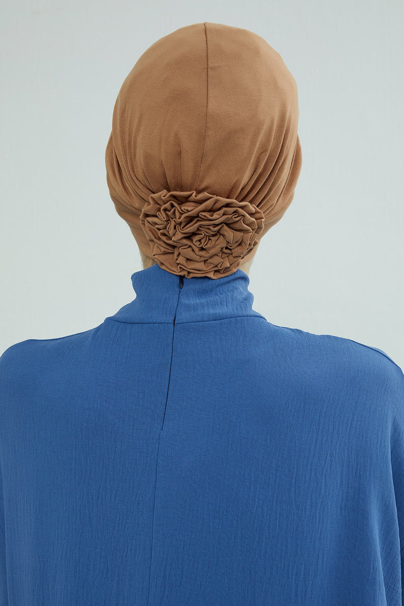 Elastic Easy Wrap Instant Turban Bonnet Cap for Women, Fashionable Single Colour Pre-Tied Turban Hijab, Cotton Elastic Chemo Headwear,B-53