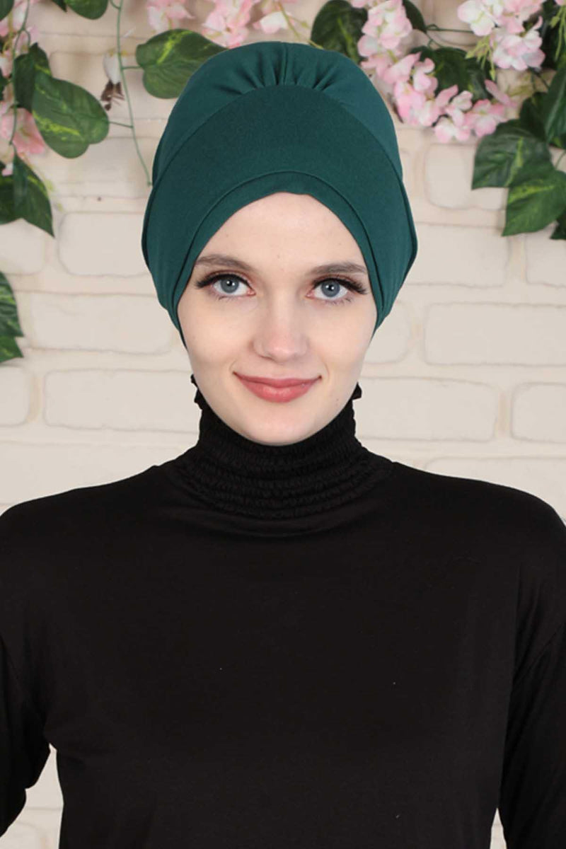 Elastic Easy Wrap Instant Turban Bonnet Cap for Women, Fashionable Single Colour Pre-Tied Turban Hijab, Cotton Elastic Chemo Headwear,B-53