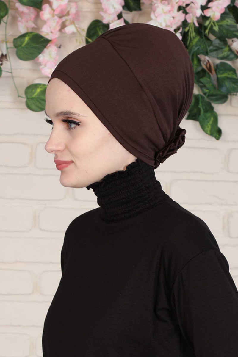 Elastic Easy Wrap Instant Turban Bonnet Cap for Women, Fashionable Single Colour Pre-Tied Turban Hijab, Cotton Elastic Chemo Headwear,B-53