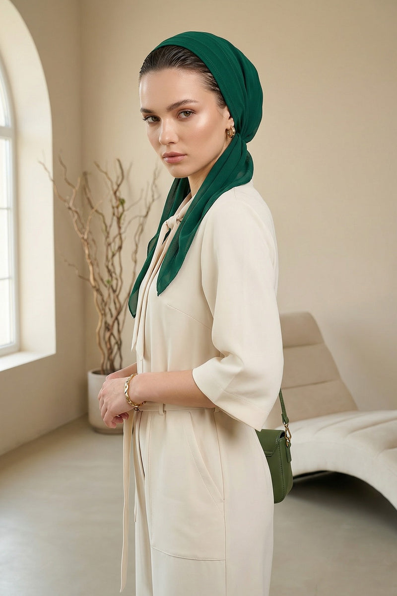 Elegant Chiffon Hijab Bonnet with Comfortable Cotton Inner Cap,B-97