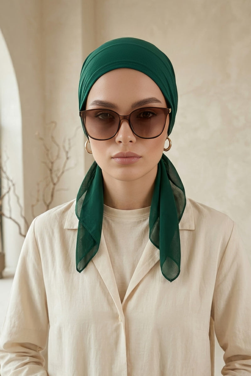 Elegant Chiffon Hijab Bonnet with Comfortable Cotton Inner Cap,B-97