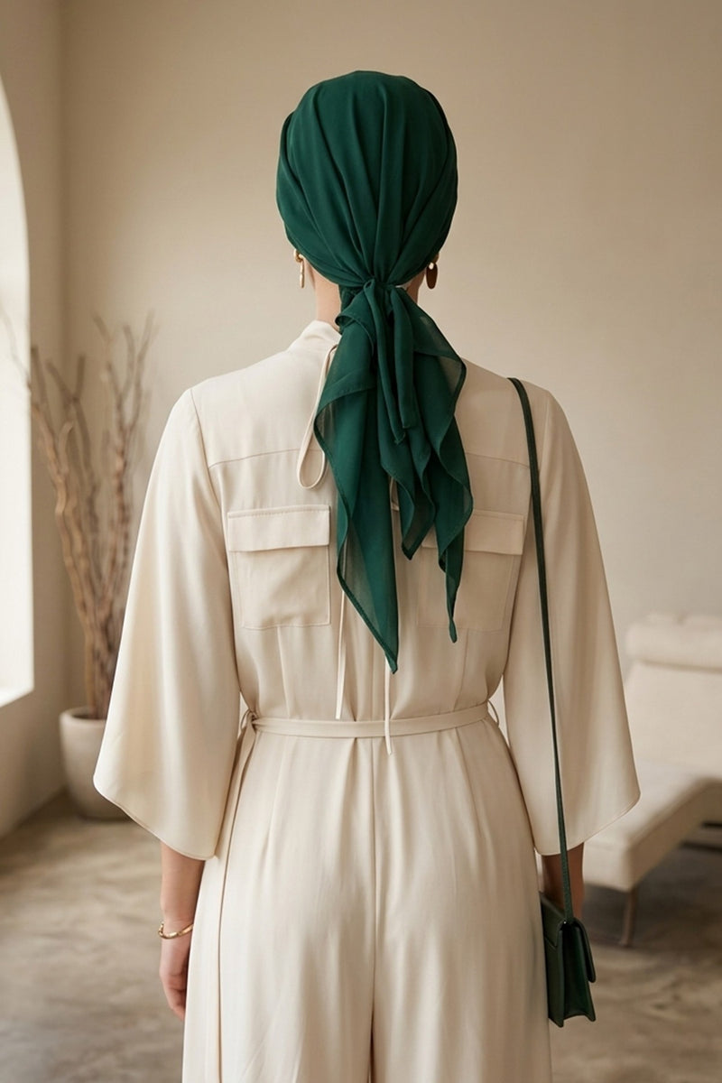 Elegant Chiffon Hijab Bonnet with Comfortable Cotton Inner Cap,B-97
