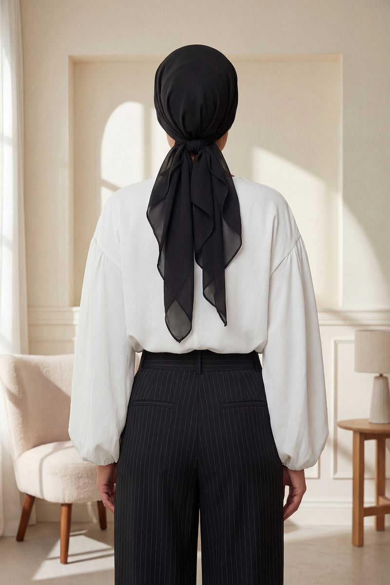 Elegant Chiffon Hijab Bonnet with Comfortable Cotton Inner Cap,B-97