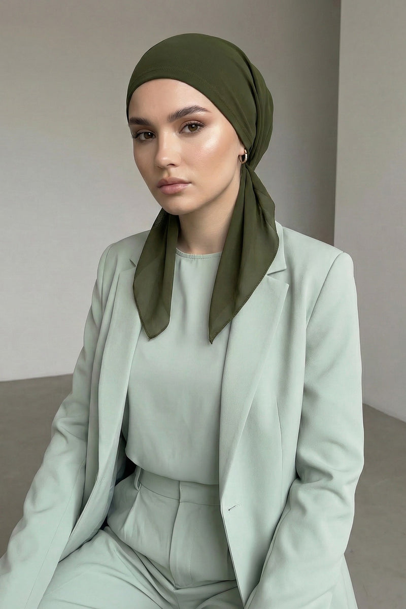 Elegant Chiffon Hijab Bonnet with Comfortable Cotton Inner Cap,B-97