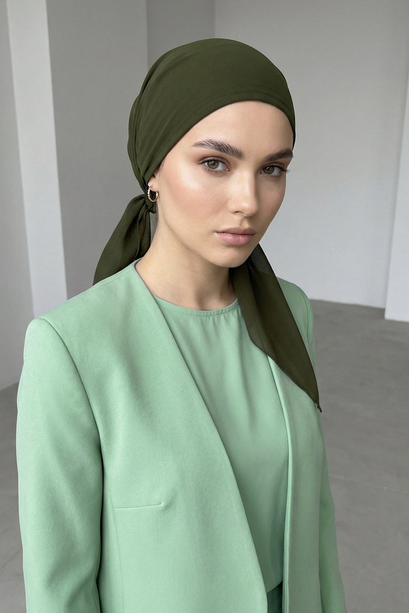 Elegant Chiffon Hijab Bonnet with Comfortable Cotton Inner Cap,B-97