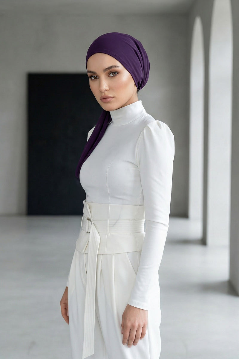 Elegant Chiffon Hijab Bonnet with Comfortable Cotton Inner Cap,B-97