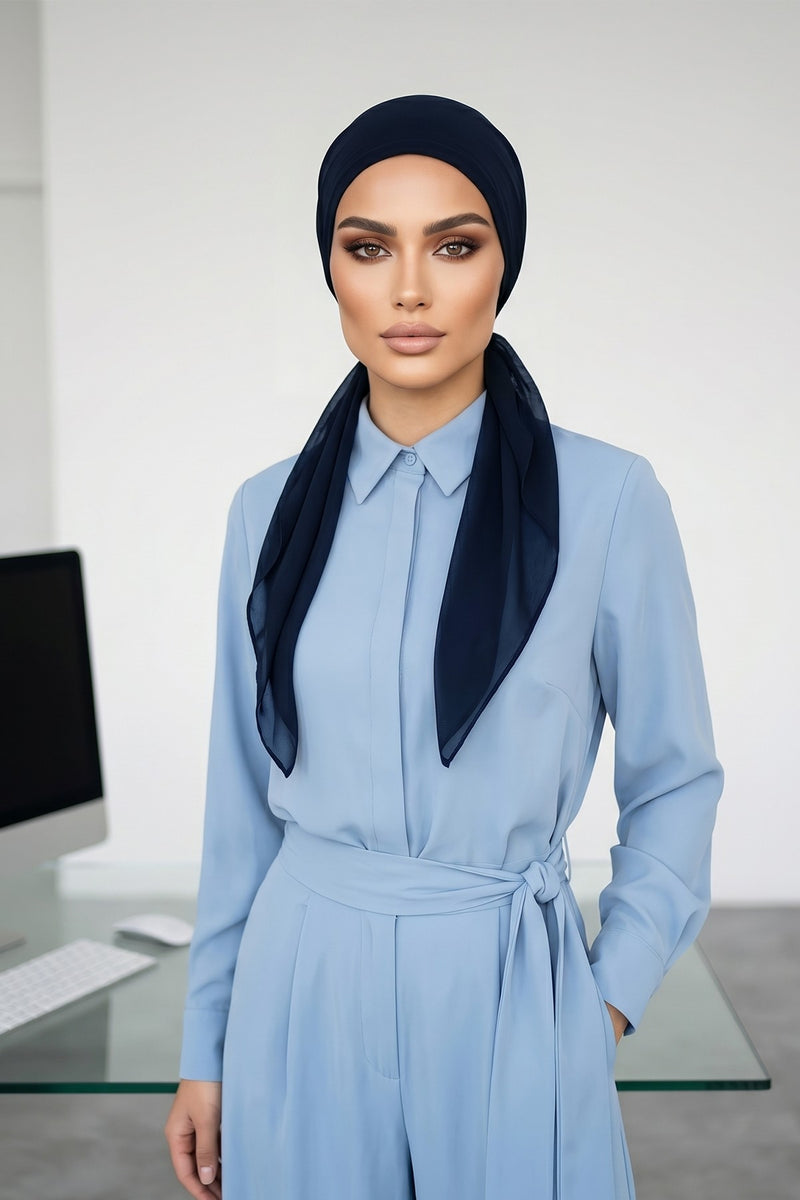 Elegant Chiffon Hijab Bonnet with Comfortable Cotton Inner Cap,B-97