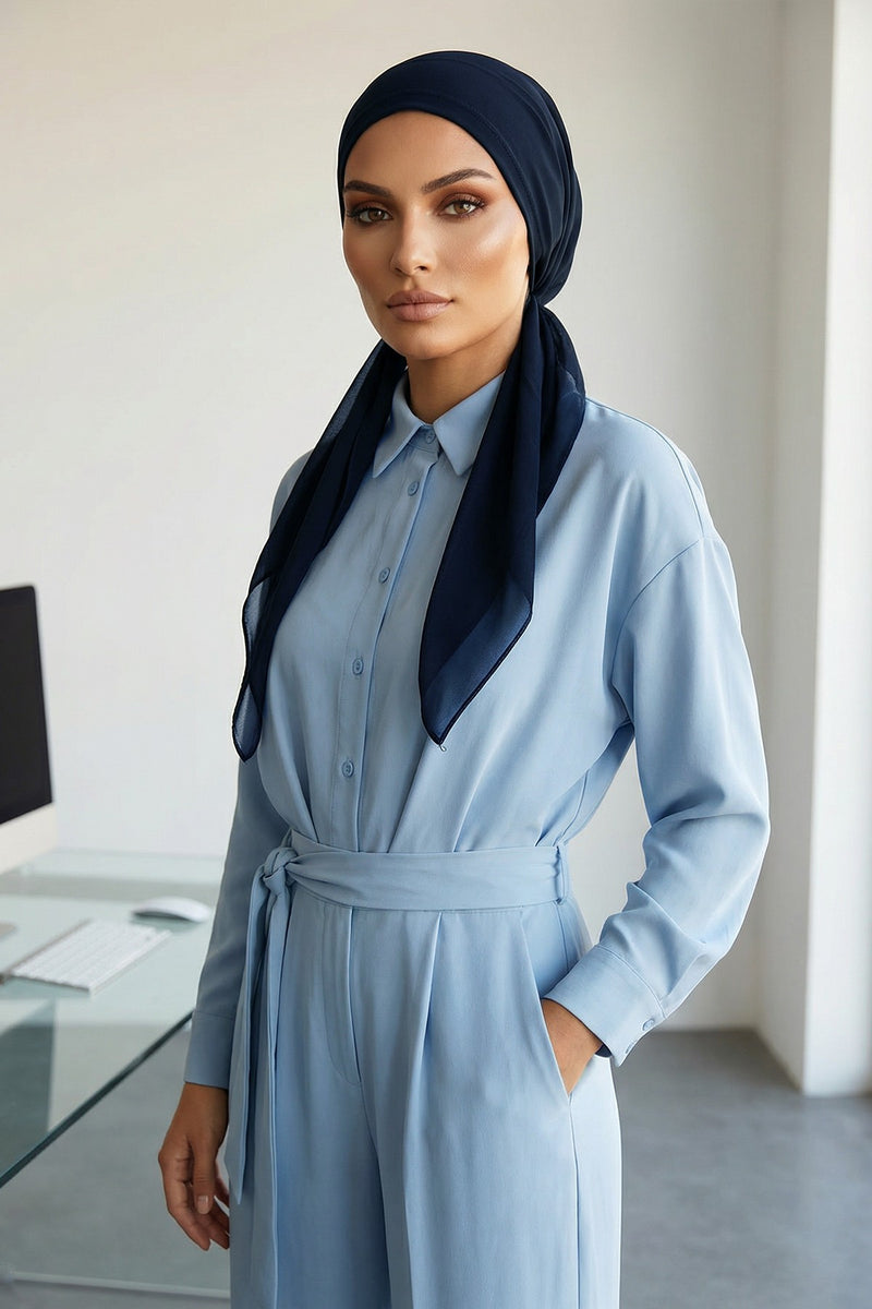 Elegant Chiffon Hijab Bonnet with Comfortable Cotton Inner Cap,B-97