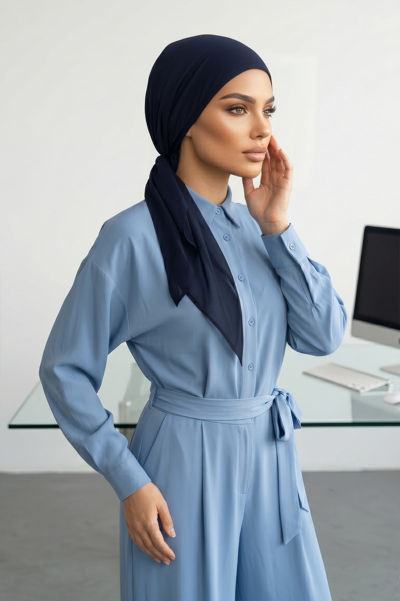 Elegant Chiffon Hijab Bonnet with Comfortable Cotton Inner Cap,B-97