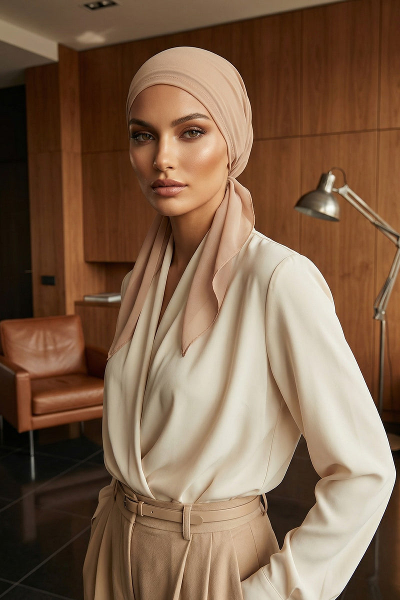 Elegant Chiffon Hijab Bonnet with Comfortable Cotton Inner Cap,B-97