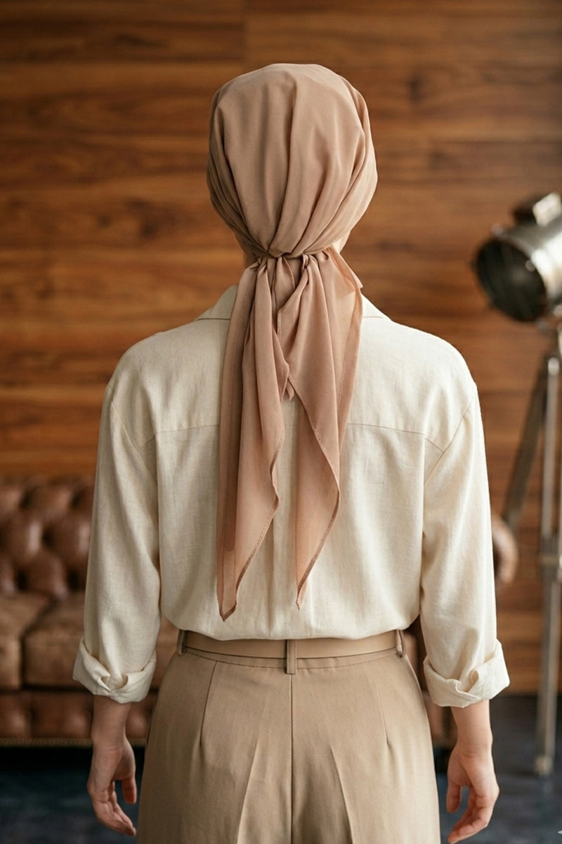 Elegant Chiffon Hijab Bonnet with Comfortable Cotton Inner Cap,B-97