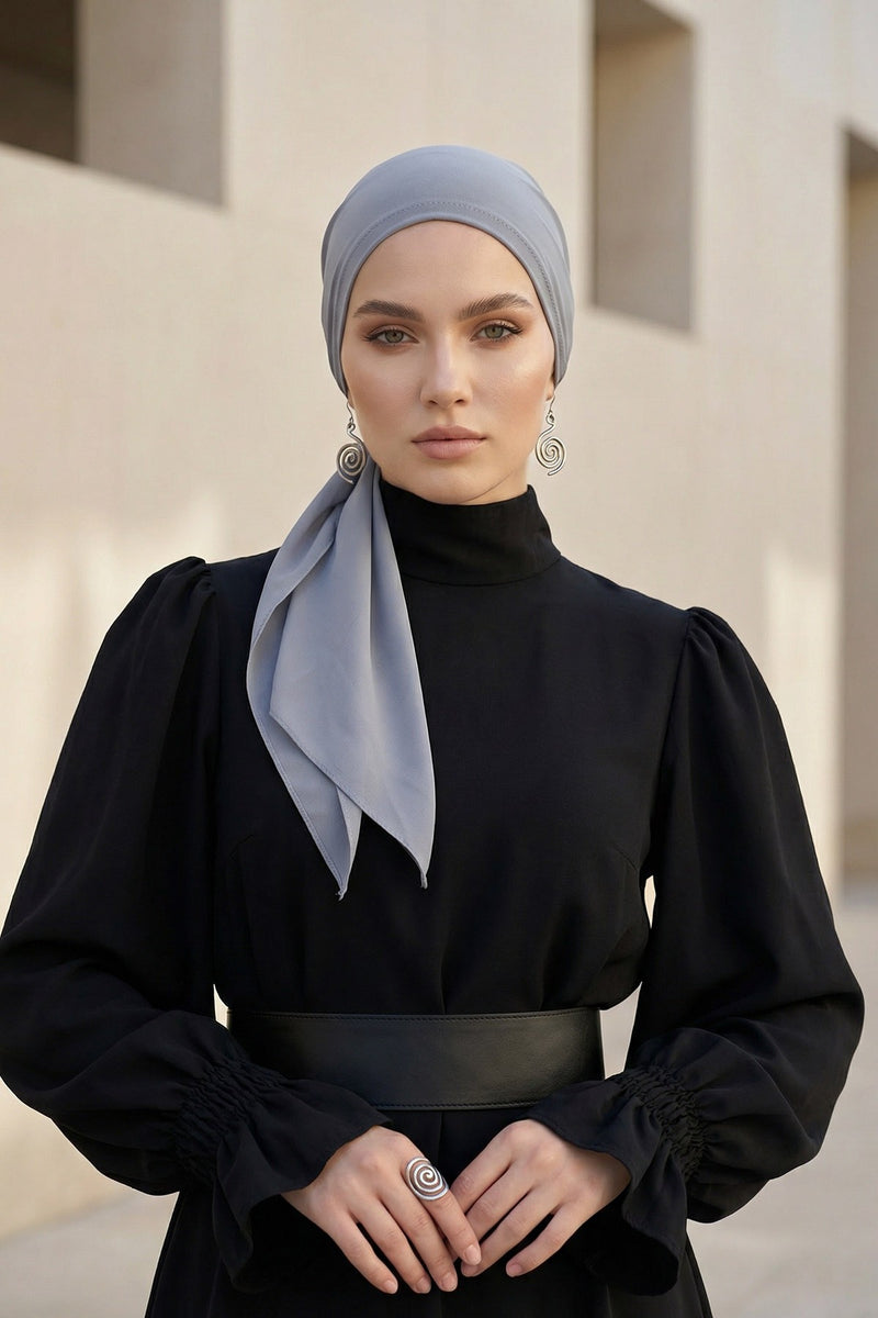 Elegant Chiffon Hijab Bonnet with Comfortable Cotton Inner Cap,B-97