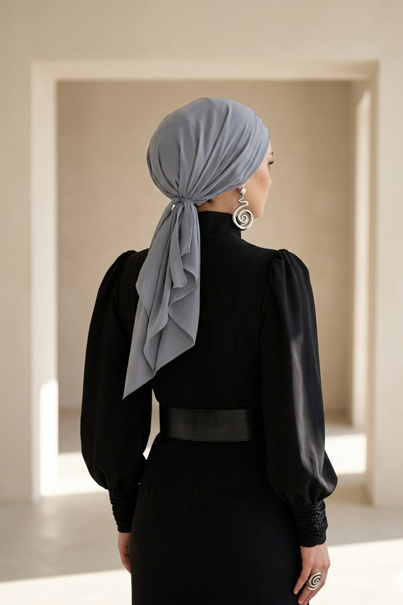 Elegant Chiffon Hijab Bonnet with Comfortable Cotton Inner Cap,B-97
