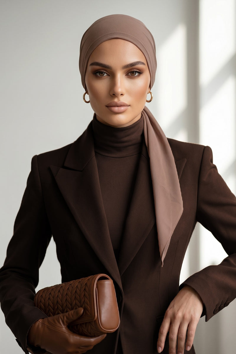 Elegant Chiffon Hijab Bonnet with Comfortable Cotton Inner Cap,B-97