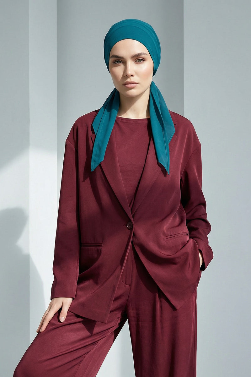 Elegant Chiffon Hijab Bonnet with Comfortable Cotton Inner Cap,B-97