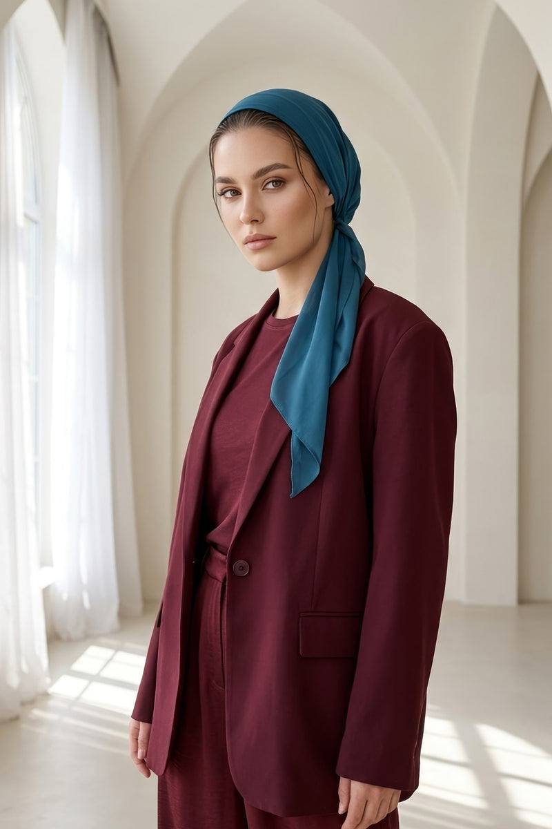 Elegant Chiffon Hijab Bonnet with Comfortable Cotton Inner Cap,B-97