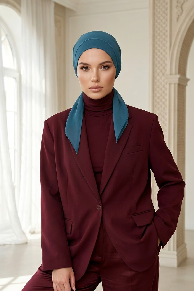 Elegant Chiffon Hijab Bonnet with Comfortable Cotton Inner Cap,B-97