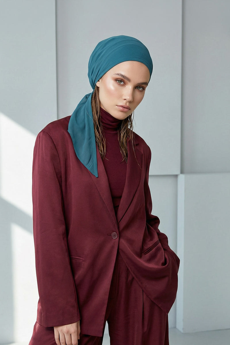 Elegant Chiffon Hijab Bonnet with Comfortable Cotton Inner Cap,B-97