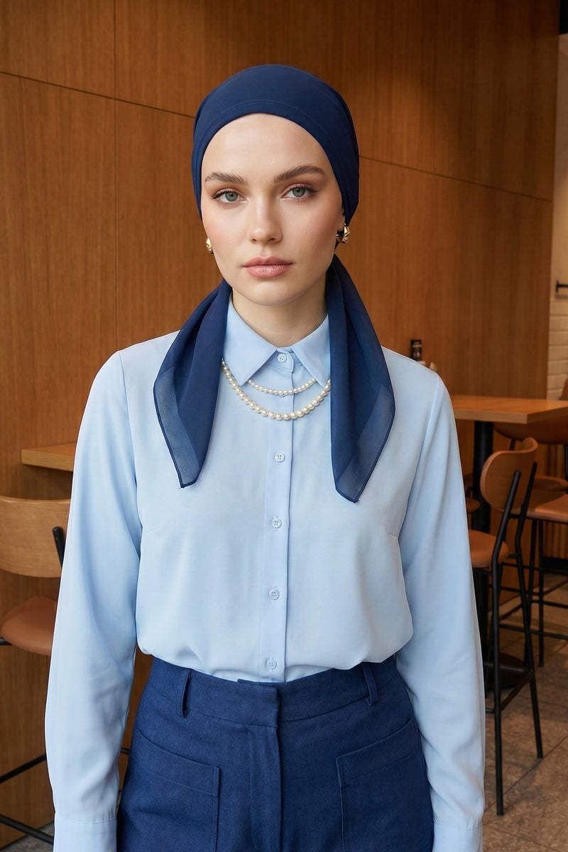 Elegant Chiffon Hijab Bonnet with Comfortable Cotton Inner Cap,B-97