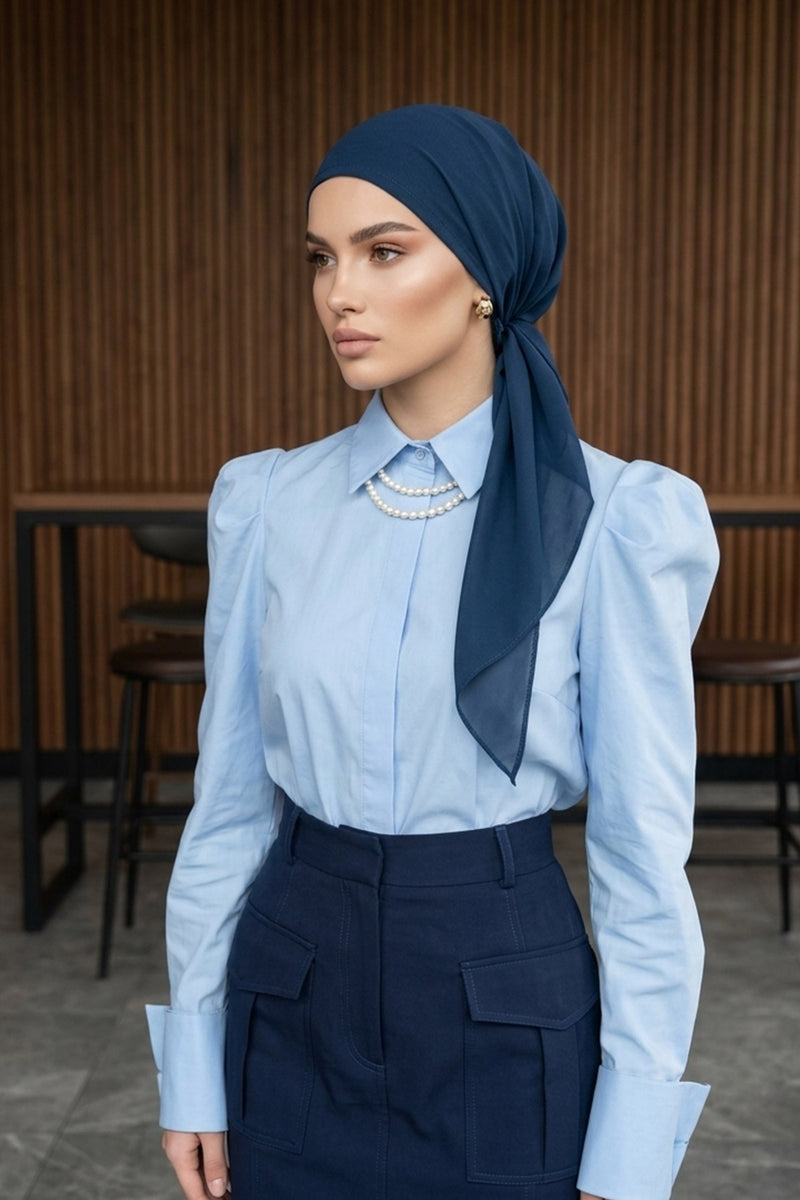 Elegant Chiffon Hijab Bonnet with Comfortable Cotton Inner Cap,B-97
