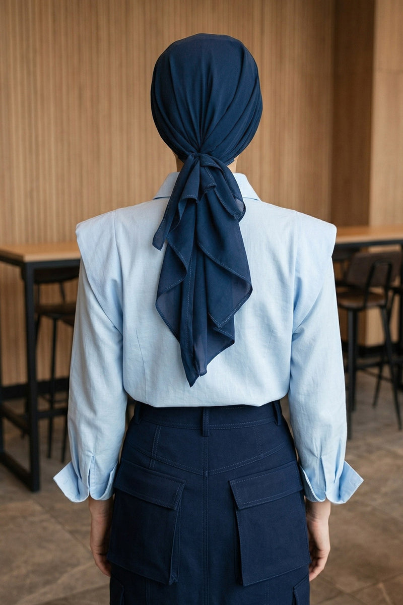 Elegant Chiffon Hijab Bonnet with Comfortable Cotton Inner Cap,B-97