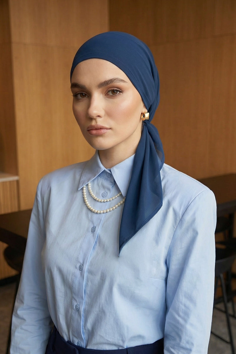 Elegant Chiffon Hijab Bonnet with Comfortable Cotton Inner Cap,B-97
