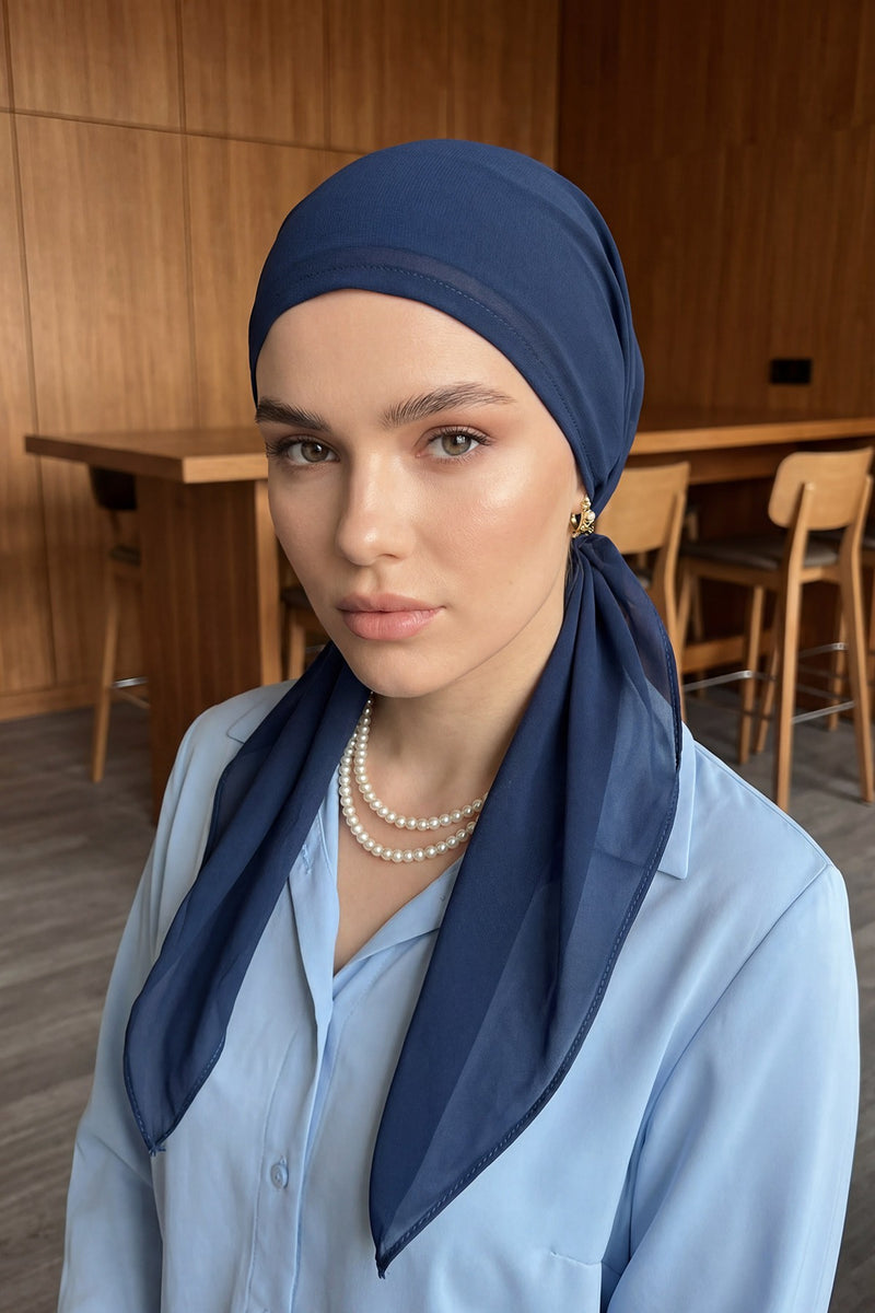Elegant Chiffon Hijab Bonnet with Comfortable Cotton Inner Cap,B-97