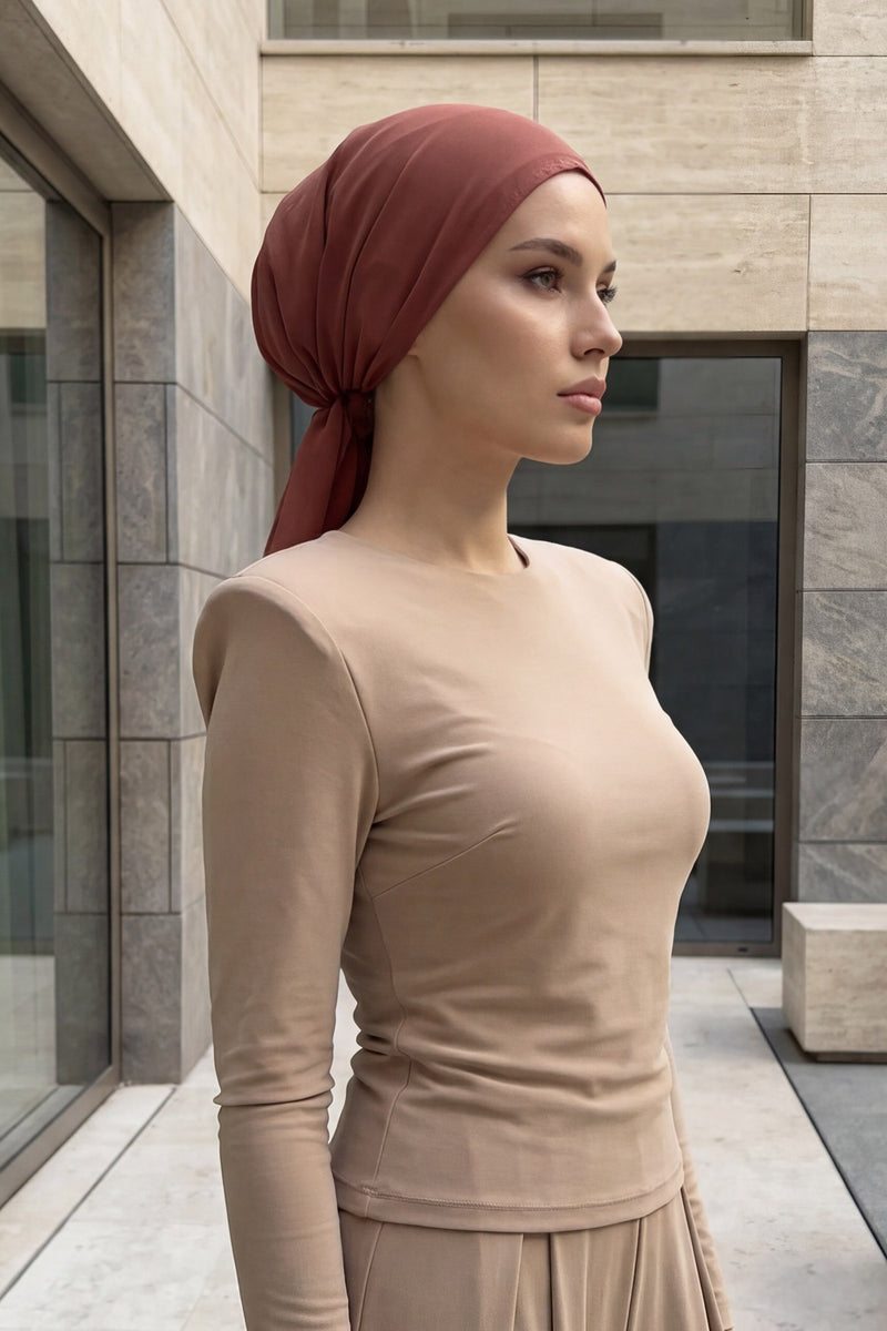 Elegant Chiffon Hijab Bonnet with Comfortable Cotton Inner Cap,B-97