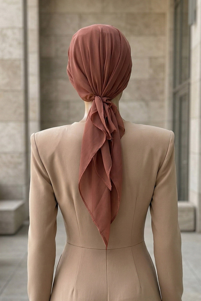 Elegant Chiffon Hijab Bonnet with Comfortable Cotton Inner Cap,B-97
