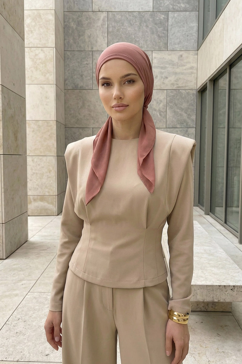 Elegant Chiffon Hijab Bonnet with Comfortable Cotton Inner Cap,B-97