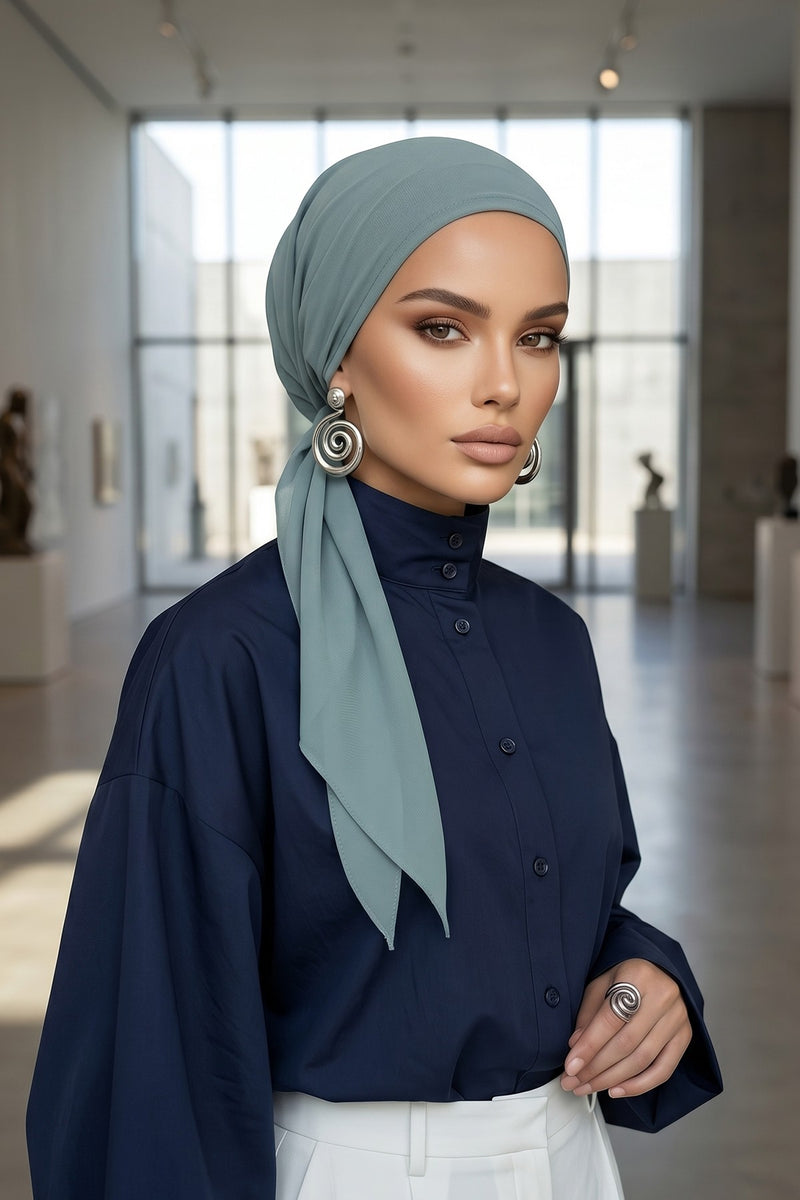 Elegant Chiffon Hijab Bonnet with Comfortable Cotton Inner Cap,B-97