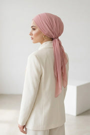 Elegant Chiffon Hijab Bonnet with Comfortable Cotton Inner Cap,B-97 Powder