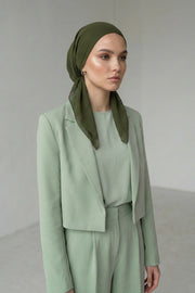 Elegant Chiffon Hijab Bonnet with Comfortable Cotton Inner Cap,B-97 Army Green